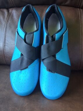 Vikoviren Unisex Blue Cycling Shoes Peloton Elastic Cross Straps 45.5